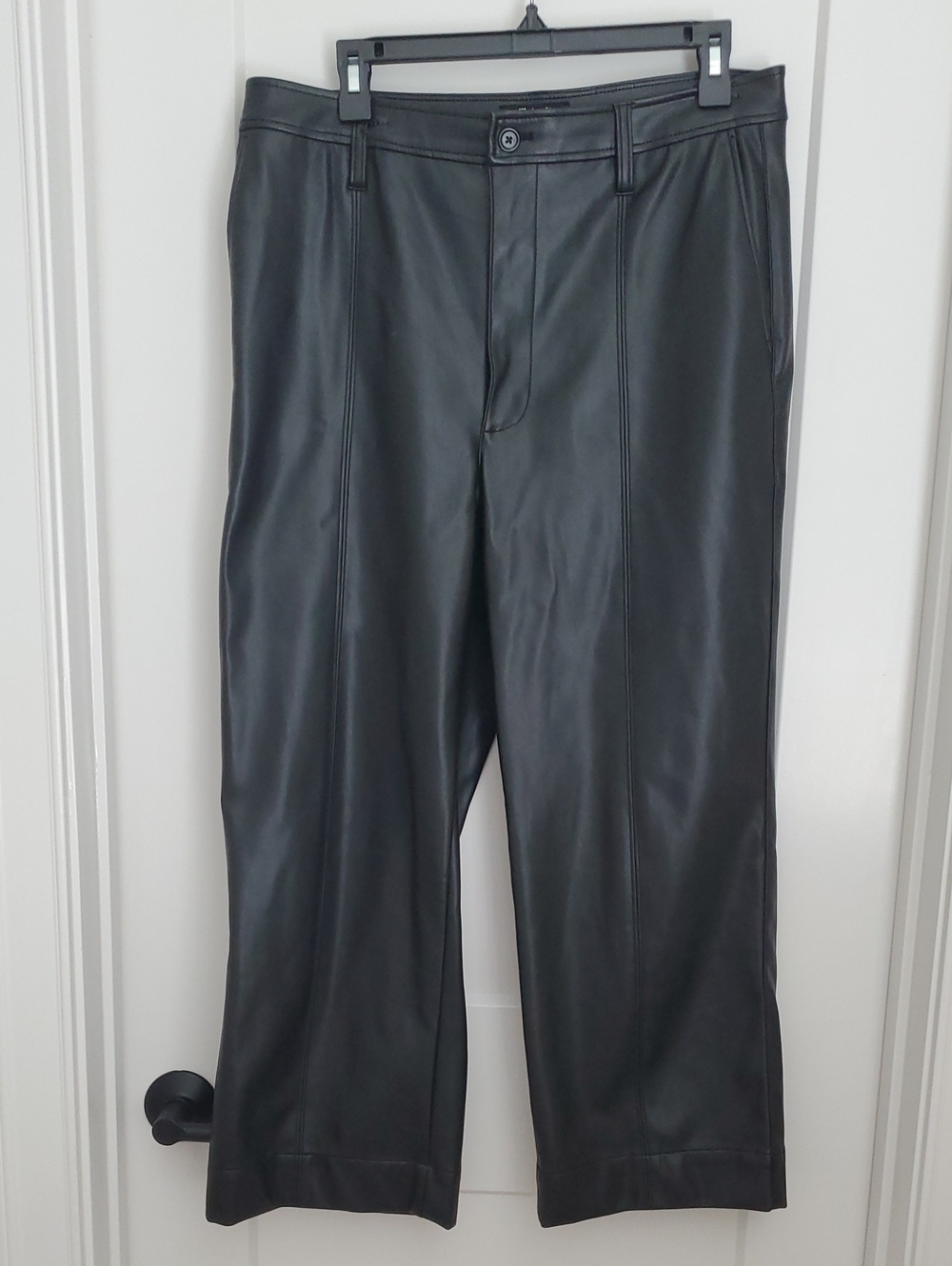 Madewell Black Faux Leather Straight-Leg Cropped Pants Size 30